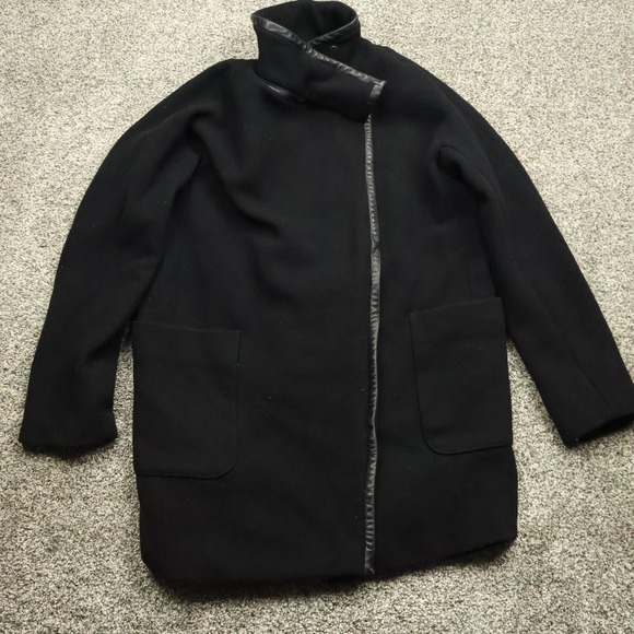 Madewell Coat Women's 4 Black Wool Blend Collared Jacket Zip Pockets‎ - Picture 2 of 12